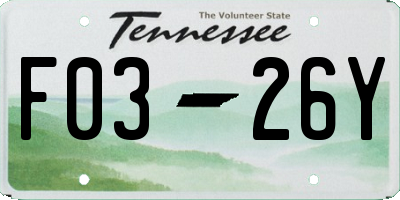 TN license plate F0326Y