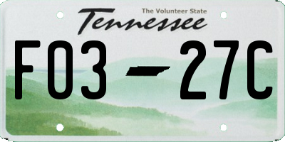 TN license plate F0327C