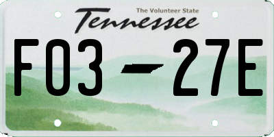 TN license plate F0327E