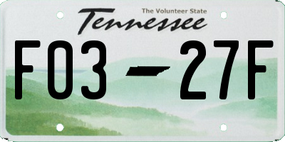 TN license plate F0327F