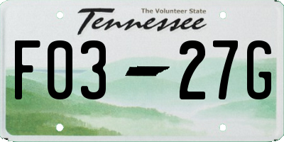 TN license plate F0327G