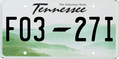 TN license plate F0327I