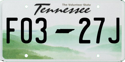 TN license plate F0327J