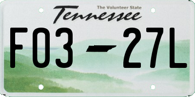 TN license plate F0327L