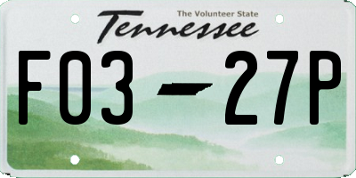 TN license plate F0327P