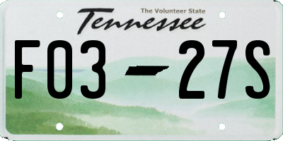 TN license plate F0327S