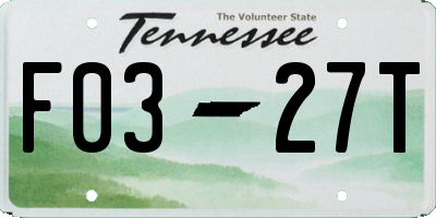 TN license plate F0327T
