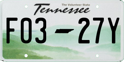 TN license plate F0327Y