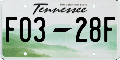 TN license plate F0328F