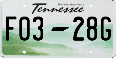 TN license plate F0328G