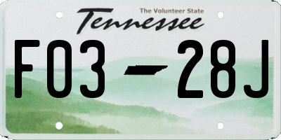 TN license plate F0328J