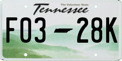 TN license plate F0328K