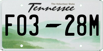 TN license plate F0328M