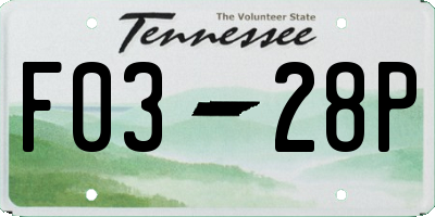 TN license plate F0328P