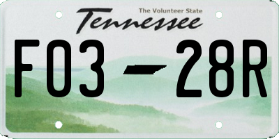 TN license plate F0328R