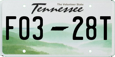 TN license plate F0328T