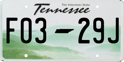 TN license plate F0329J