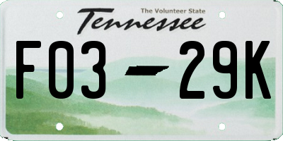 TN license plate F0329K