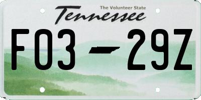 TN license plate F0329Z