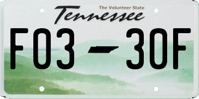 TN license plate F0330F