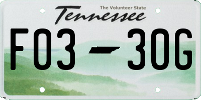 TN license plate F0330G