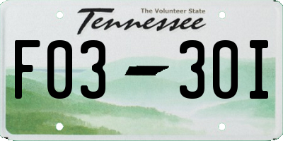 TN license plate F0330I