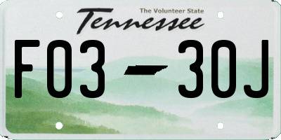 TN license plate F0330J