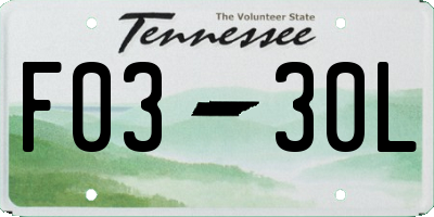 TN license plate F0330L