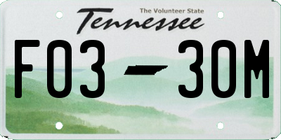 TN license plate F0330M