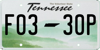 TN license plate F0330P