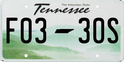 TN license plate F0330S