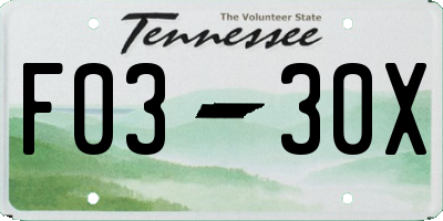 TN license plate F0330X