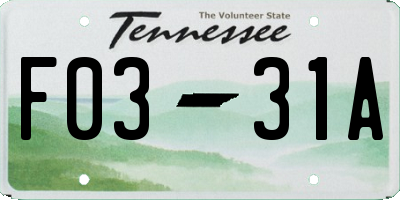 TN license plate F0331A