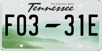 TN license plate F0331E