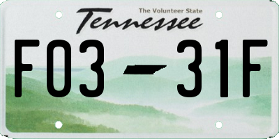 TN license plate F0331F