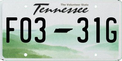TN license plate F0331G