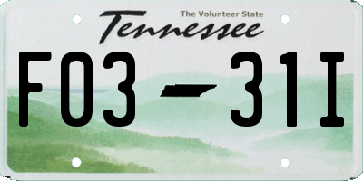 TN license plate F0331I