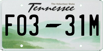 TN license plate F0331M