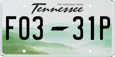 TN license plate F0331P