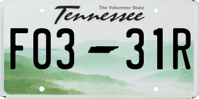 TN license plate F0331R