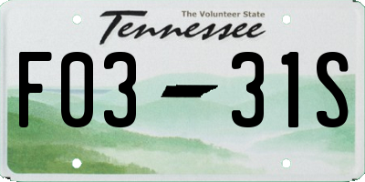 TN license plate F0331S