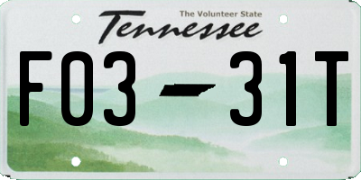 TN license plate F0331T
