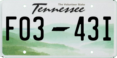 TN license plate F0343I