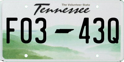 TN license plate F0343Q