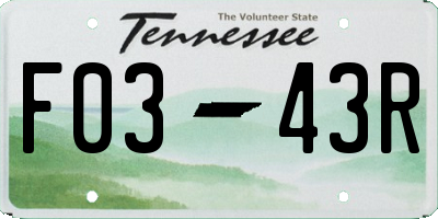 TN license plate F0343R