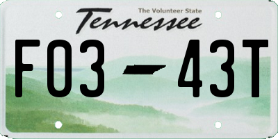 TN license plate F0343T