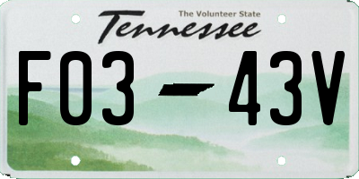 TN license plate F0343V