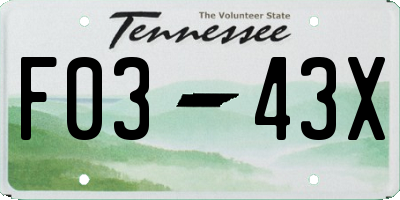 TN license plate F0343X