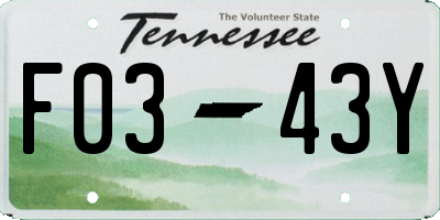 TN license plate F0343Y