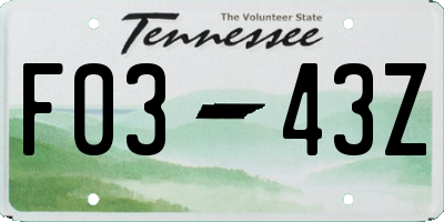 TN license plate F0343Z